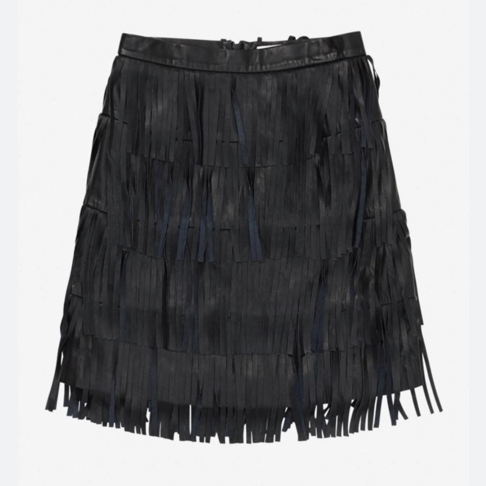 MUNTHE‎ CEMI leather fringed skirt Size US 4 NWT